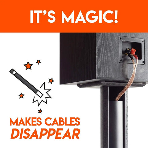 Universal Floor Speaker Stands With Vibration Absorbing MDF Design showing cable management feature