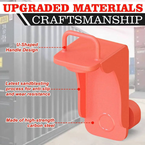 2 Pack Heavy Duty Shipping Container Jack Lug Set With U Shape Handle And Limiter For Container Homes And Sea Can Stabilization Booster Lifter, 75,000 Pounds Total Capacity, 12,500 Pounds Per Corner, close-up view of design and materials