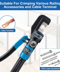 Heavy Duty 10 Ton Hydraulic Crimping Tool Kit With 13 Dies, Battery Cable Crimper showing crimping head and accessories.