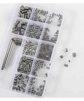 Thinking Process: stainless steel hex set screws assortment in organizer box, M3 M4 M5 M6 M8 for factory work