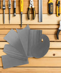 Tough As Nails Steel Cabinet Scraper Tool Kit With Two Precision Card Scrapers For Woodworking on wooden workbench with tools.