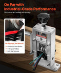 Manual Wire Stripper for Scrap Copper, mounted with drill-powered knob, showing 64Mn blades and 45 steel rollers in use.