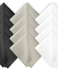 Microfiber cleaning cloths, 12-pack in black, gray, and white (6x7 inches) for eyeglasses and screens