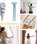 Self Drilling Drywall Anchors With Screws Kit 50 Sets Heavy Duty Wall Mount Anchors For Hanging Cabinets Shelves TVs And More No Fuss Install With Rust Resistant Yellow Zinc Finish for curtain rods
