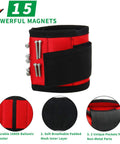 Red wristband with 15 powerful magnets, part of the 4 Piece Magnetic Tool Tray Set With Red Wristband And 15 Mighty Magnets.