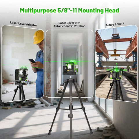 Pro Grade Adjustable Laser Level Tripod Extends Up To 62 Inch for 3D 4D lasers in use with 5/8-11 mounting head and line lasers