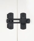 Four Pack Brushed Nickel Stainless Steel Barn Door Latches 3.93 Inch By 2.75 Inch Gate Flip Sliding Door Lock on white background