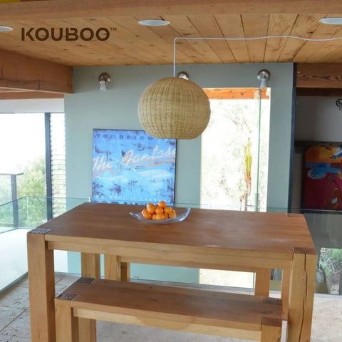 Handwoven Wicker Ball Pendant Light 18 Inch Ceiling Fixture With Adjustable Cord Natural Finish Creates Cozy Warm Glow