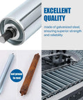 Beefy Heavy Duty Conveyor Replacement Rollers 1.9 Inch Diameter 21 Inch Between Frames Galvanized Steel 6 Pack For Trailer Belt And Material Handling Load Assist showcasing quality and durability.