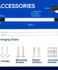 Six Pack 4Ft Linkable LED Shop Light Kit With 4400 Lumens At 5000K Daylight 42W accessories including chains and mounting parts
