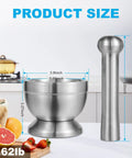 Stainless Steel Mortar And Pestle Set With Non Slip Base For Spices Herbs And Pesto Making Heavy Duty Kitchen Crusher For Grinding