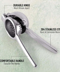 Go-To Stainless Steel Lemon Squeezer, Heavy Duty Manual Citrus Press And Lime Juicer with durable hinge and comfortable handle