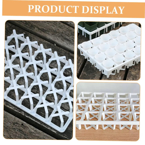 Three Pack Nursery Pot Brackets For Greenhouse Germination Trays, Square Hole Rack Holders, Lightweight Breathable Plant Propagation Storage, Space Saving Garden Organizer