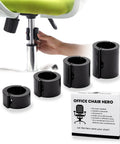 Office Chair Gas Lift Cylinder Stop Replacement Easy Install Clamp No More Sinking For Large Piston Cylinders Durable Injection Molded Plastic Replacement Part For Office Chairs shown installed and detached with packaging.