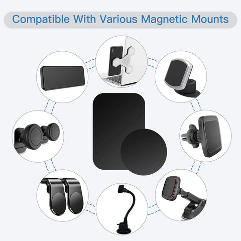 10 Piece Universal Magnetic Car Phone Mount Metal Back Plates In Matte Black for versatile compatibility with magnetic mounts.