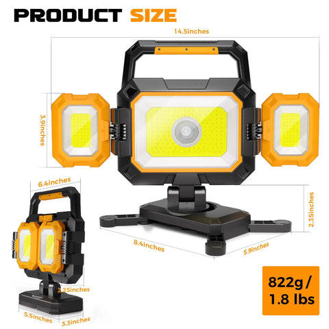Beastly 40W Rechargeable LED Work Light With Magnetic Base, 4000 Lumens, Six Modes, 360 Degree Rotation, Foldable Design shown