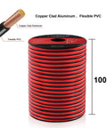 Hella Flexible 14Awg 100Ft Electrical Wire Cable Two Conductor Red And Black CCA Hookup Cord with PVC jacket on spool.