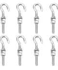 Heavy Duty M8 Stainless Steel Hook Bolts With Nuts, Washers, And Lock Washers, 8 Pack, 304 Stainless Eye Ring Screw In Hooks