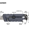 Gerber Prybrid blue multi-tool with pocket clip; blade, bottle opener and pry bar visible