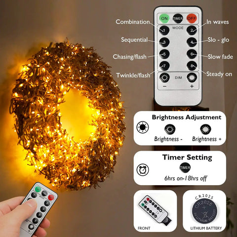 200 LED Battery Operated Fairy Lights with Remote, 66Ft Silver-Coated Copper Wire, 8 Modes, Waterproof, Warm White