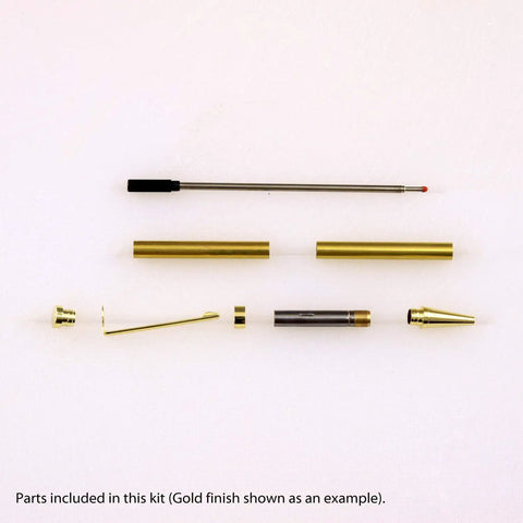 Slimline Pen Kit Gun Metal 10 Pack Ballpoint Twist With Cross Style Refills Included Black Ink Two 7mm Tubes layout example