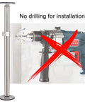 Undermount Sink Brackets Stainless Steel Adjustable Sink Legs Kit For Kitchen Sinks, Easy No Drill Setup shown with drill crossed out.