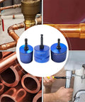 Heavy Duty Bronze Pipe Cleaning Brush Set for Power Tools, Corrosion Resistant Heads, Factory Grade Tool Attachment, Fits 15mm, 22mm, and 28mm Pipes, 3 Size Brush Kit for Bronze Pipe Maintenance in blue