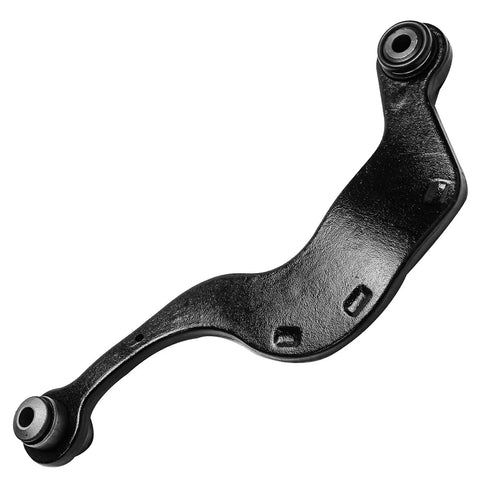 Close-up of a black rear control arm from 6 Piece Rear Control Arms Kit For Chevrolet Traverse GMC Acadia Limited Buick Enclave Saturn Outlook
