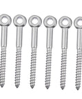 Stainless Eyebolt Lashing Eyes For Load Securing Self Tapping Eye Screws Kit 6 Pack Heavy Duty Eye Bolt Screws For Marine RV Trailer Hardware Ideal For Tow Vehicles And Heavy Haul Applications, six stainless steel screws