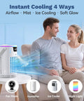 Couple enjoying Personal Mini Air Cooler With Ice Water Cold Mist, 4 In 1 Evaporative AC For Desk, Bedroom, Office, Car Or RV