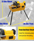 Heavy Duty 220V Electric Pipe Threader Workhorse with Rock Solid Speed Grip Chuck for cutting half to three inch conduits.