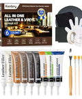 No Sweat Leather And Vinyl Repair Kit For Car Seats Couches And Furniture With Color Matching Patches Adhesive Compound And Tools for quick fixes.
