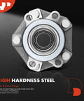 Close-up of high hardness steel front wheel bearing and hub assembly with 5-lug for Nissan Sentra 2013 2019, Leaf 2013 2017.