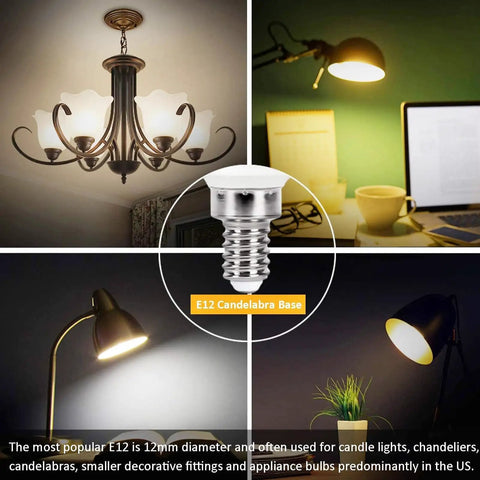 LED Candelabra Light Bulbs Set Of 6 With Color Changing RGB And 5700K Cool White Small Base B11 shown in various fixtures