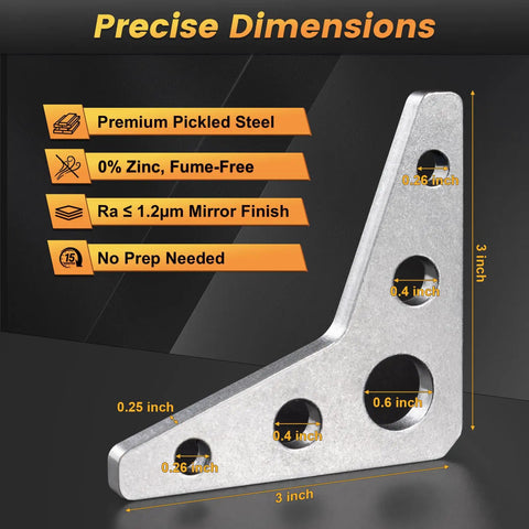 Twenty Pack Heavy Duty Weld On Gusset Plates Quarter Inch Thick Half Inch Holes Crafted From A572 Grade 50 Steel with precise dimensions