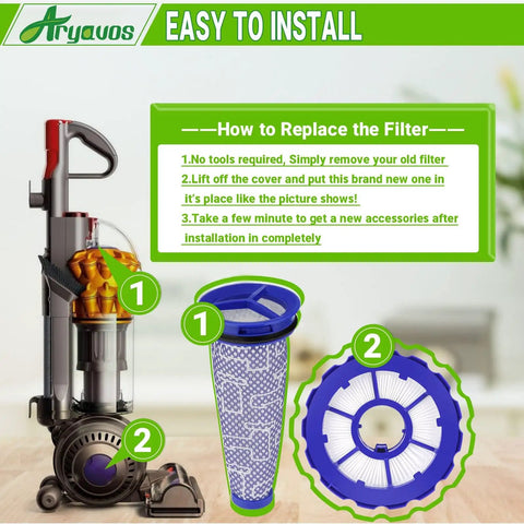 2 Pack HEPA Post Motor Filters And 2 Pack Pre Motor Filters Replacement For Dyson DC50 Animal And Multi Floor Vacuum Cleaner installation