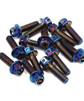 Colorful 14 Piece M6 Titanium Alloy Hex Bolts For Motorcycles Colorful Fasteners Clips Screws Set on white background