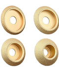 Pro-Grade Diamond Grinding Wheel For Marble And Granite, 20mm Bore, Bevel Edge V-Notch Profile, set of four wheels