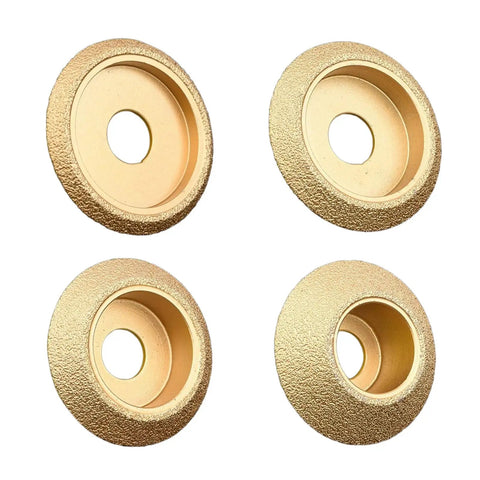 Pro-Grade Diamond Grinding Wheel For Marble And Granite, 20mm Bore, Bevel Edge V-Notch Profile, set of four wheels