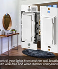 Slick WiFi Smart Dimmer Switch With Hassle Free App Control Smooth Fade Dimming And Remote Vibe Tweaks For Home And Office In Classic White Decorator Wall Plate installed in a modern home entryway.