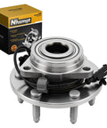 Front Wheel Hub Bearing Assembly For 4WD Chevy Silverado 1500 Sierra 1500 Tahoe Suburban 1500 Yukon XL 1500 Avalanche Escalade ESV EXT 2007 Through 2014 6 Lug With ABS 515096, showing front and ABS wiring detail with packaging box.