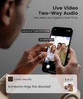 Person using smartphone for video chat on All In One Dope Smart Door Lock With Camera And Video Doorbell, 3 in 1 WiFi Keyless System