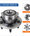 Front And Rear Wheel Bearing Hub Assembly 513277 for Buick Enclave 2008-2017 with 6 Lug and ABS, all-around display views