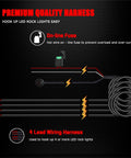 4 Lead LED Rock Light Wiring Harness Kit With 2 Extension Wires Relay Fuse And Switch For Offroad Pods And Work Lights