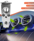 Car AC Expansion Valve Built Tough With Metallic Anti Wear Durability Precise Refrigerant Flow For Consistent Cooling Auto AC Replacement Part Compatible With Jaguar Land Rover Lexus Toyota Camry Silver displayed with car air vents.
