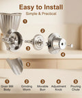 Exploded view of Grain Mill Attachment For KitchenAid Stand Mixer With Nine Grind Levels For Fresh Flour From Wheat Corn Oats Millet