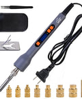 Digital Soldering Iron Heat Set Insert Tool Kit For Fast Workhorse Threaded Inserts In Plastic And 3D Printing, Adjustable 180 To 500 C With LCD Display, Extra Insert Tips, Brass Inserts Hardware Set visible