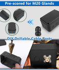 Black IP66 Weatherproof Outdoor Electrical Box Junction Enclosure Built Tough For Outdoors All Weather Ready ABS Plastic External Project Box 7 1/8 by 4 1/2 by 4 Inches 100 Pack with drillable cable ports