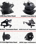 Heavy Duty Engine And Transmission Mount Kit Set Of 6 For 2003 2007 Accord showing all six mounts on a white background.