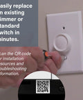 Premium Magnesium Paddle Dimmer installed on a wall, featuring an easy-control knob for LED lighting adjustments.